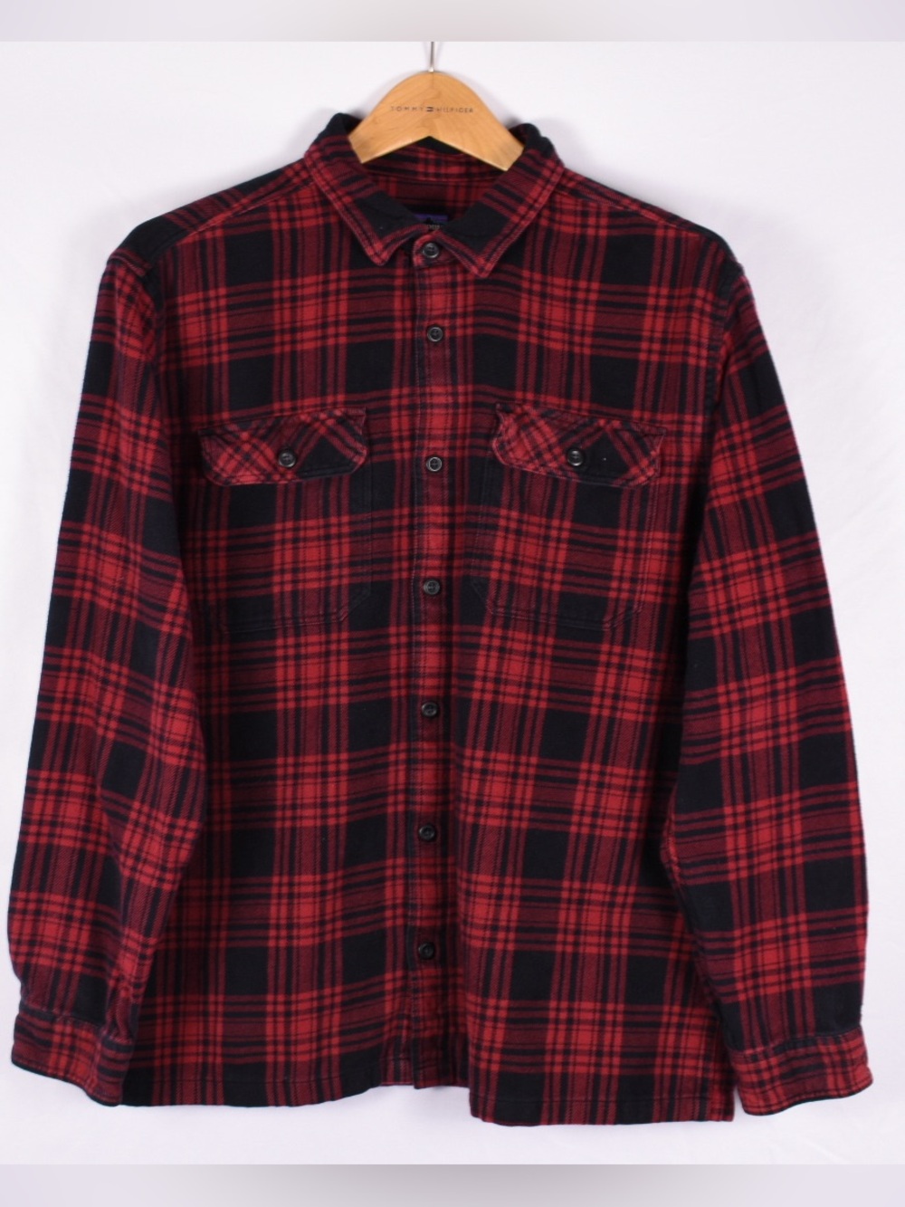 Patagonia Men’s L Organic Cotton Red Black Plaid Flannel Shirt